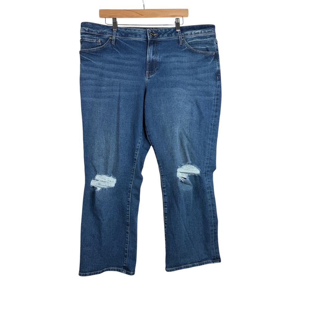 Express Women's '90s Ankle Bootcut Jeans Mid Rise Size 16L Blue Denim